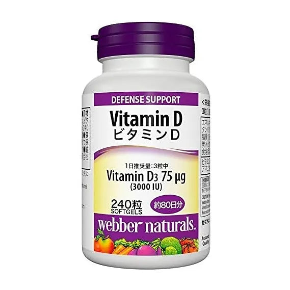 Webber Naturals Vitamin D3 3000 IU – 240 Softgels