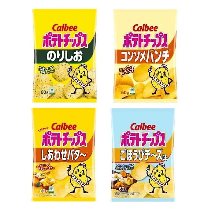 Calbee Potato Chips – Assorted Flavor Set (4 Bags)