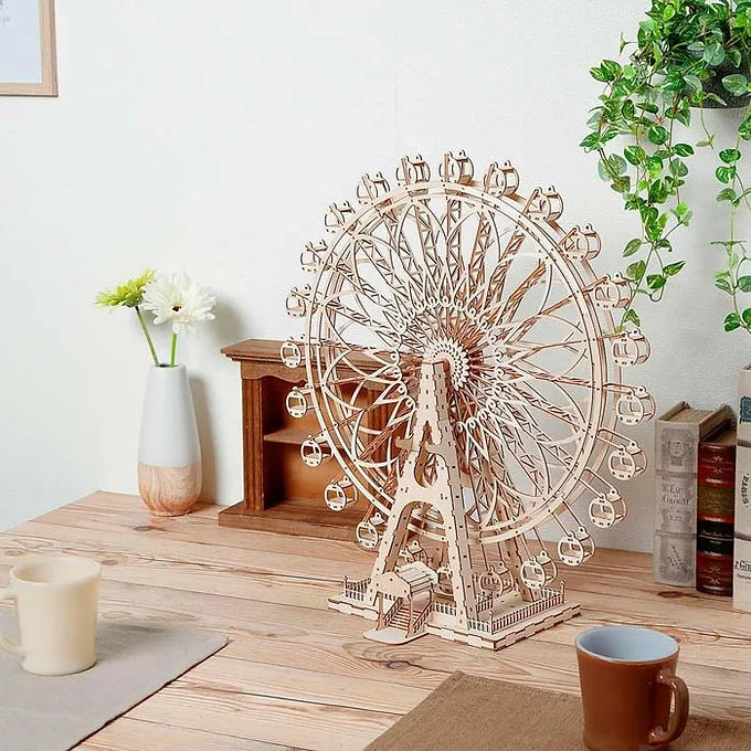 ki-gu-mi Ferris Wheel Wooden 3D Puzzle – DIY Craft Kit for Kids and Adults