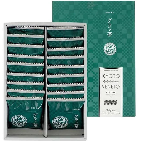 KYOTO VENETO Matcha Green Tea Cookies are elegant Japanese langue de chat cookies made with fragrant Uji matcha from Kyoto.