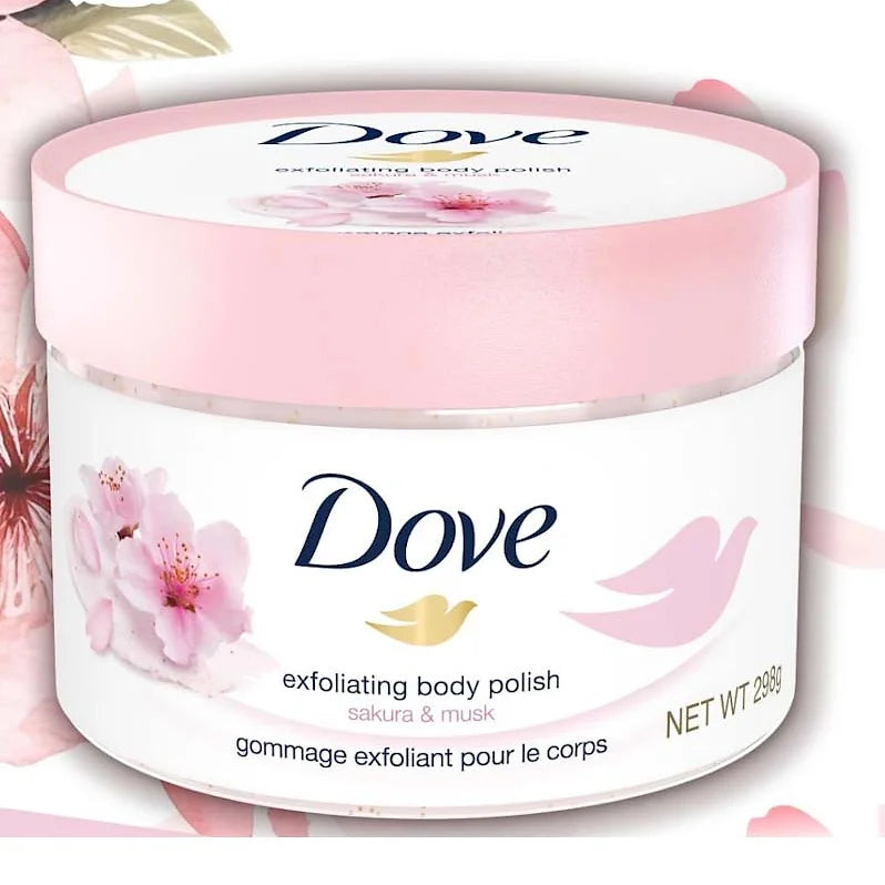 Dove Body Scrub | Sakura & Musk | Exfoliating & Moisturizing Care (298g)