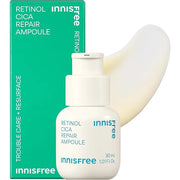 innisfree Retinol Cica Repair Serum is a gentle yet effective ampoule designed to target early signs of skin trouble, especially for acne-prone and sensitive skin.