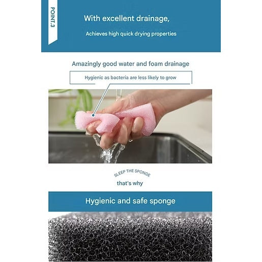 Sunsun Sponge, Set of 4, Kitchen Sponge, Dishwashing, Bath, Color: Premium Black