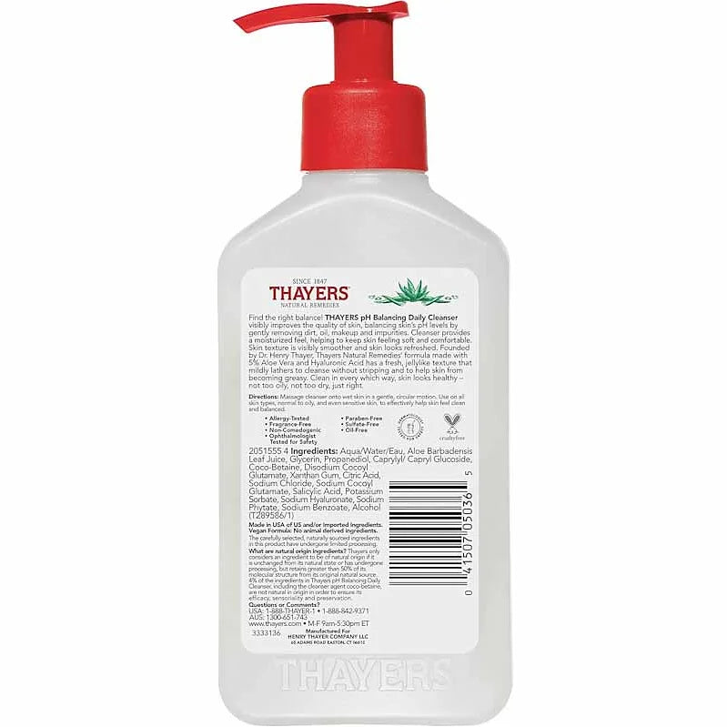 Thayers pH Balancing Daily Cleanser – 5% Aloe Vera & Hyaluronic Acid