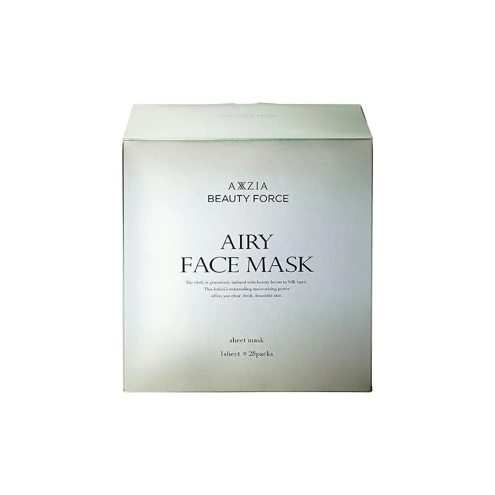 The Axxzia Beauty Force Airy Face Mask is a silk-infused sheet mask that provides a light, airy adhesion while gently covering the face and continuously delivering hydration and radiance.