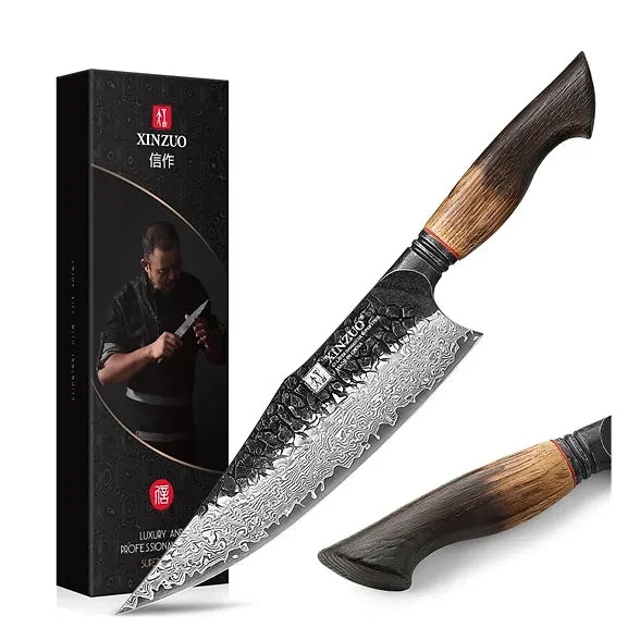 67-Layer Damascus Steel | 10Cr15CoMoV Core | White Oak & Red G10 HandleThe XINZUO 8.62-inch Chef Knife is a professional kitchen knife engineered for speed, precision, and durability.
