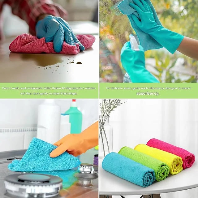 HOMEXCEL Microfiber Cloth Towels – Set of 12 Multicolor
