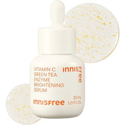 innisfree Vitamin C Green Tea Enzyme Brightening Serum is a lightweight serum designed to brighten dull skin, refine pores, and reveal a radiant, glass-like complexion.