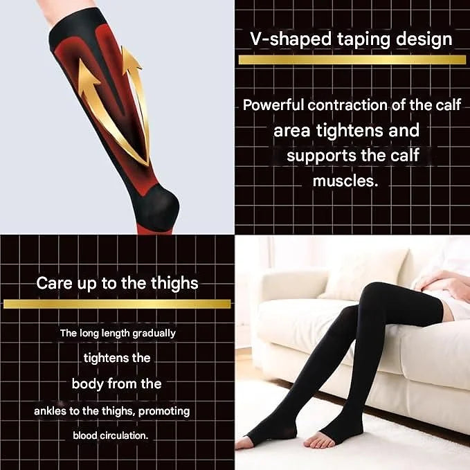 Slim Walk Medical Lymph Compression Socks Long (Open Toe)