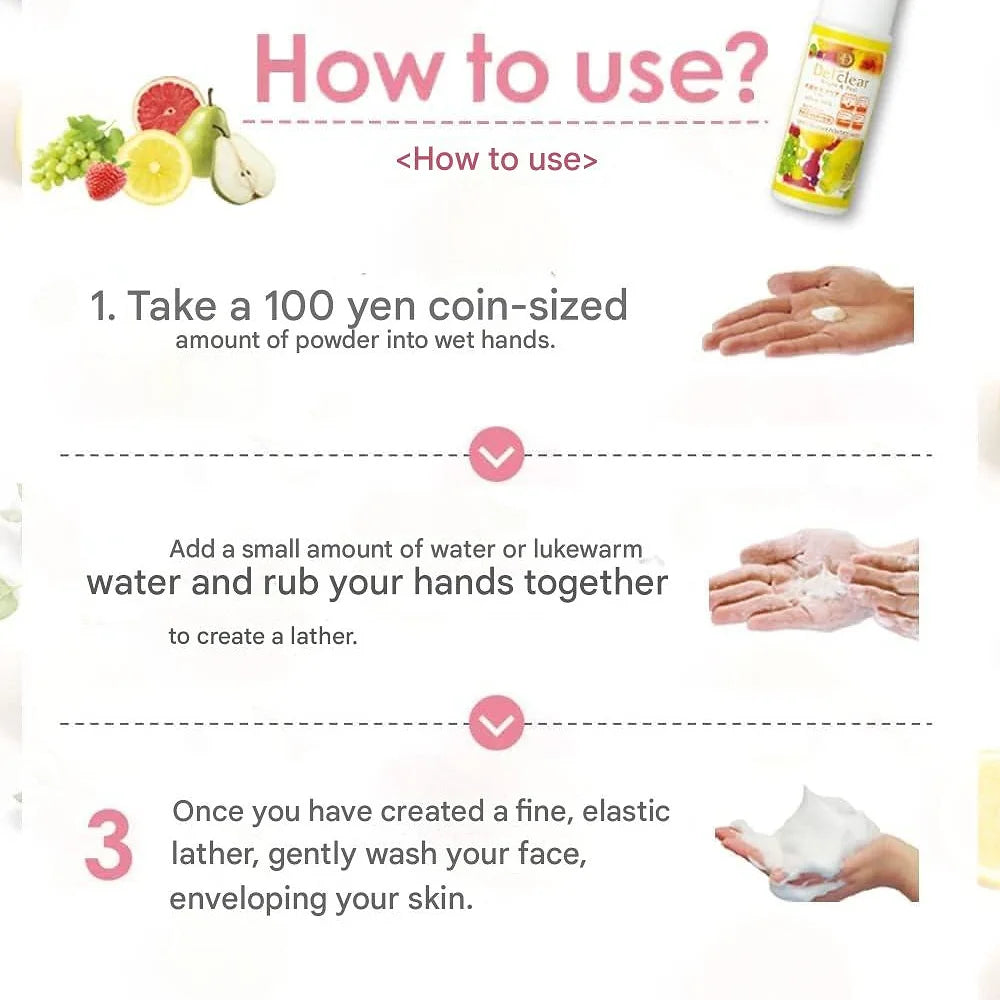 DET Clear Meishoku Cosmetics Bright & Peel Fruit Enzyme Powder Wash 75g