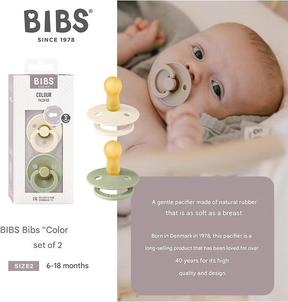 BIBS Natural Rubber Pacifier – Ivory/Vanilla | Set of 2 | COLOUR STUDIO Size 1