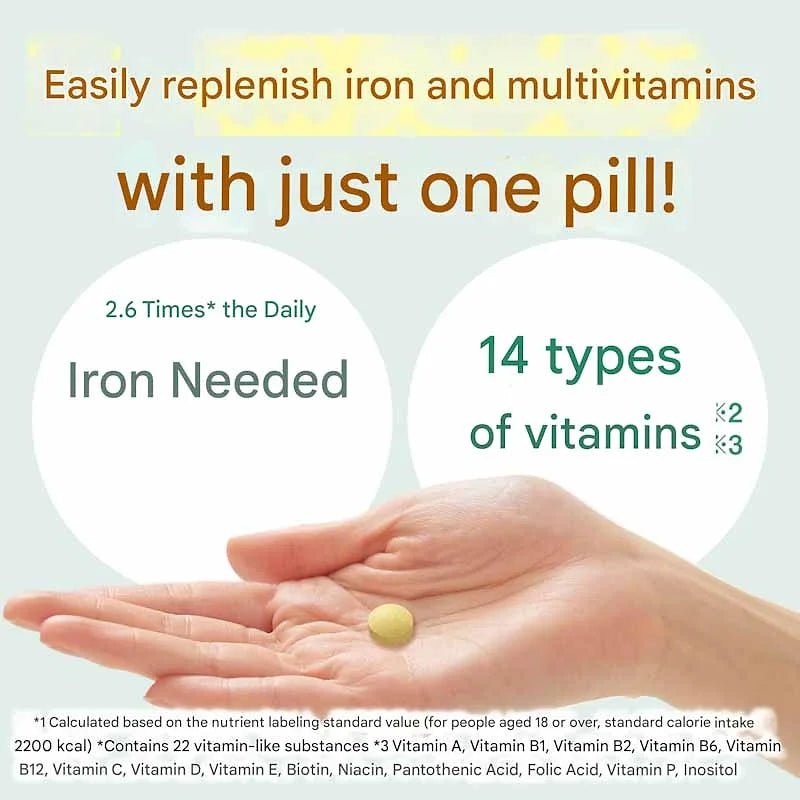 Dear-Natura Asahi Style Iron × Multivitamins, 90 Capsules (90-Day Supply)