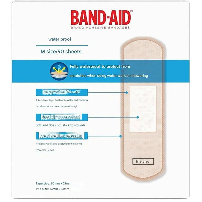 BAND-AID First Aid Bandage, Waterproof, Medium, 90 Sheets