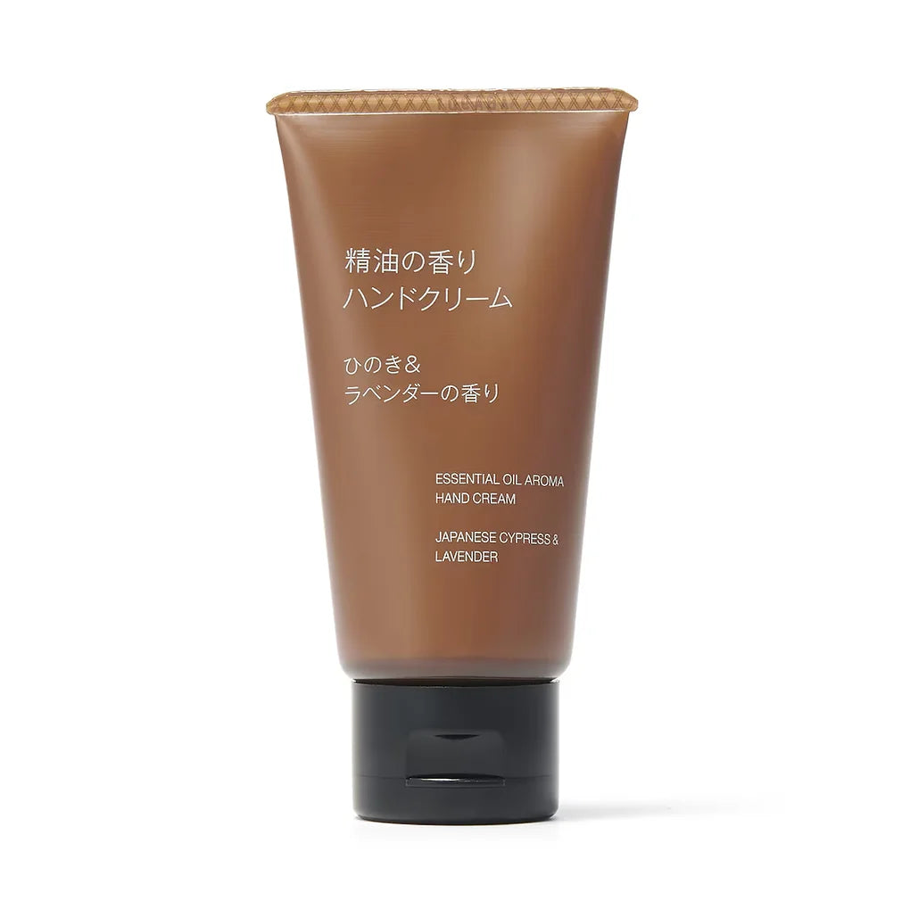 Soothe your hands and mind with Muji Essential Oil Hand Cream (Hinoki & Lavender) — a gentle moisturizing hand cream made with 100% naturally derived ingredients* and delicately scented using only pure essential oils extracted from plants.