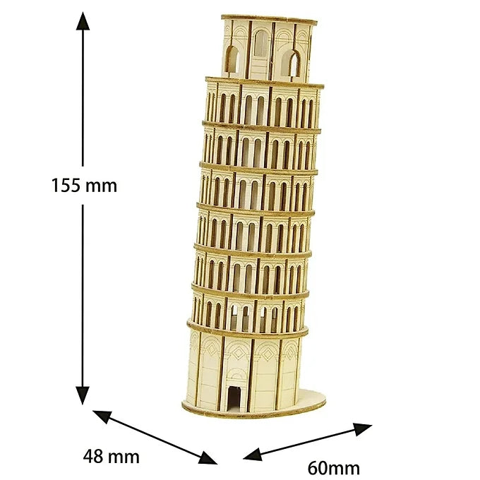 ki-gu-mi Leaning Tower of Pisa Pencil Case – Wooden 3D Puzzle DIY Craft Kit