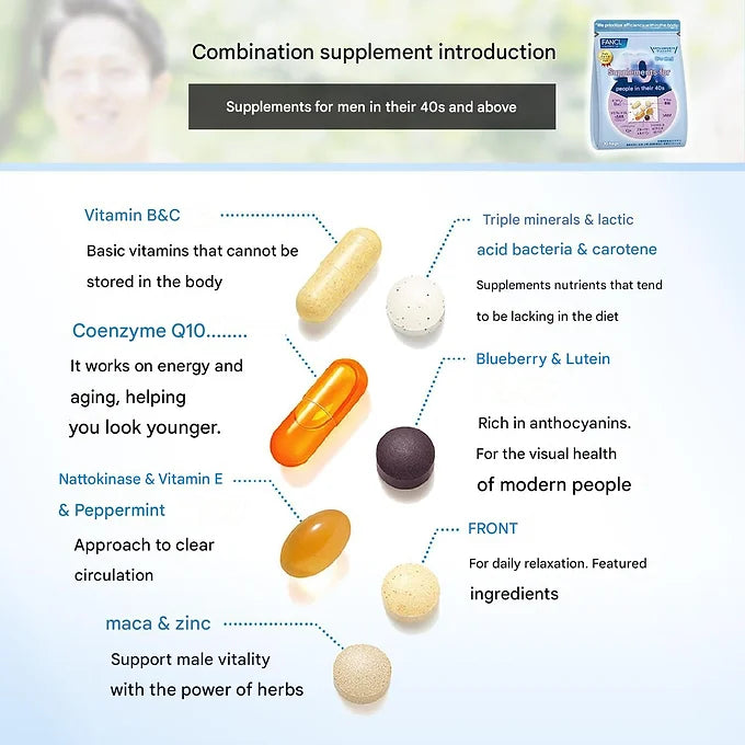 FANCL Supplement for Men in Their 40s - 30 Bags (15-30 Day Supply)