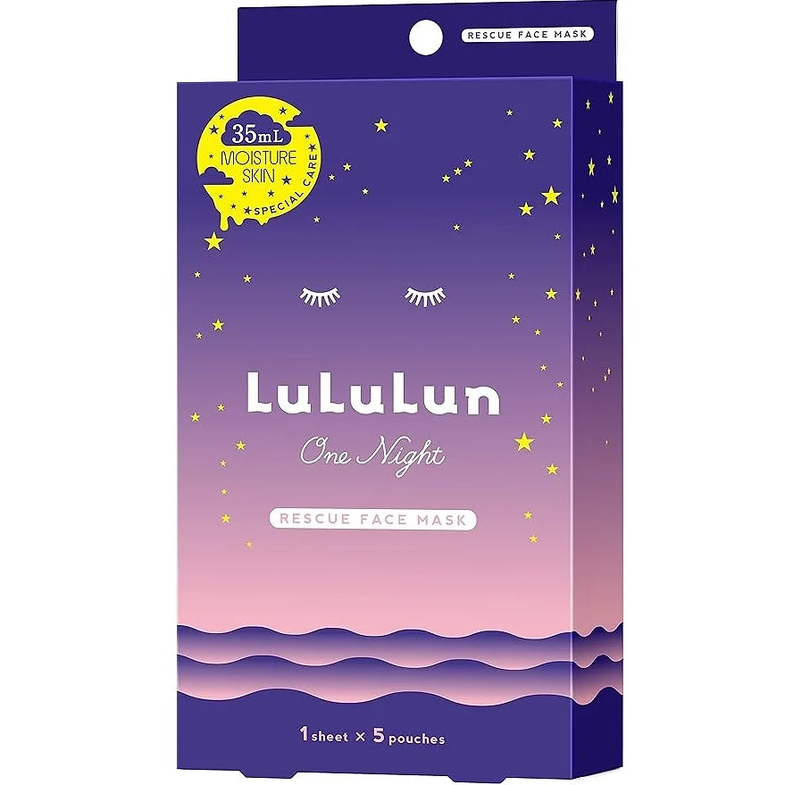 Experience intensive overnight hydration with the Lululun One Night Rescue Face Mask – Moisturizing.