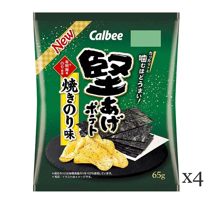 Calbee Hard-Aged Potato Grilled Seaweed Flavor – 2.3 oz (65 g) x 4 Bags