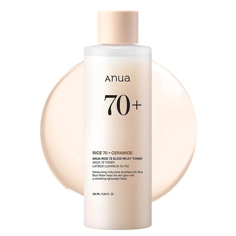 Reveal your skin’s natural radiance with the ANUA Rice 70 Grow Milky Toner, a deeply hydrating toner infused with 70% rice extract to moisturize, brighten, and smooth the skin. 