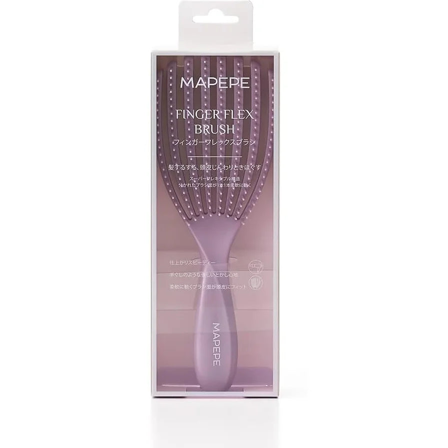 The Mapepe Finger Flex Brush is a lightweight and flexible brush designed to gently detangle hair while massaging the scalp. 
