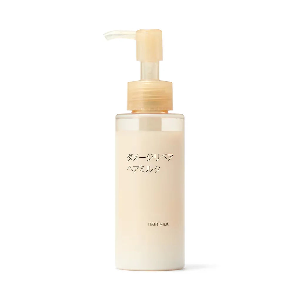 The Muji Damage Repair Hair Milk is a lightweight, leave-in treatment formulated with 100% naturally derived ingredients*.