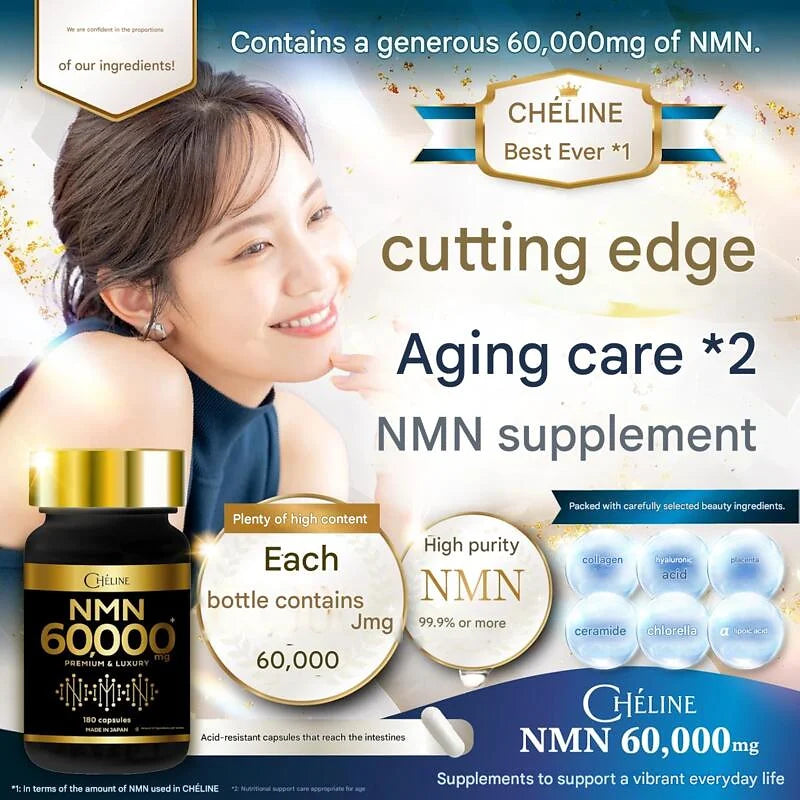 CHÉLINE NMN 60,000 mg – Premium “Beauty & Vitality Balm” Supplement (180 Capsule