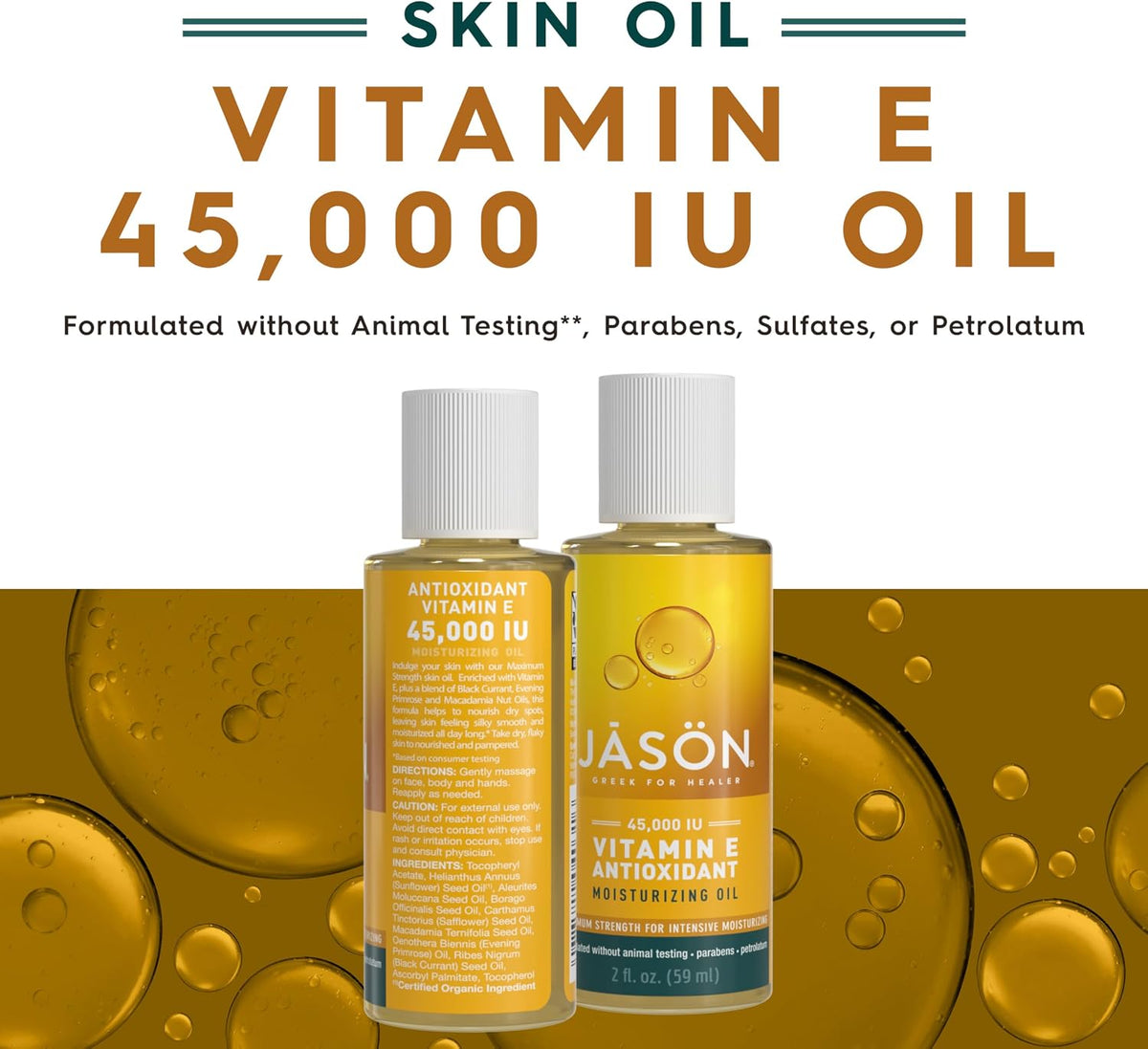 JĀSÖN Vitamin E 45,000 IU Antioxidant Moisturizing Oil – 59mL