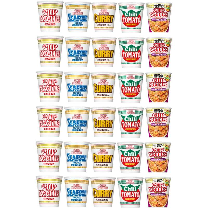 Japanese Cup Noodles Assortment — 5 Flavors, 30 Cups