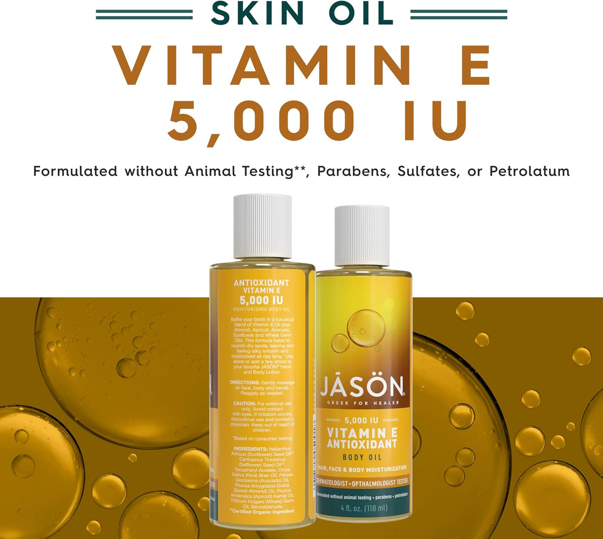 JĀSÖN Vitamin E 5,000 IU Antioxidant Body Oil – 118 mL