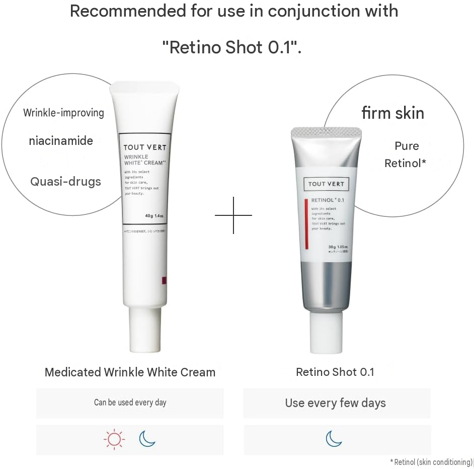 TOUT VERT Medicated Wrinkle White Cream – Anti-Aging & Brightening Cream, 1.4 oz (40 g)