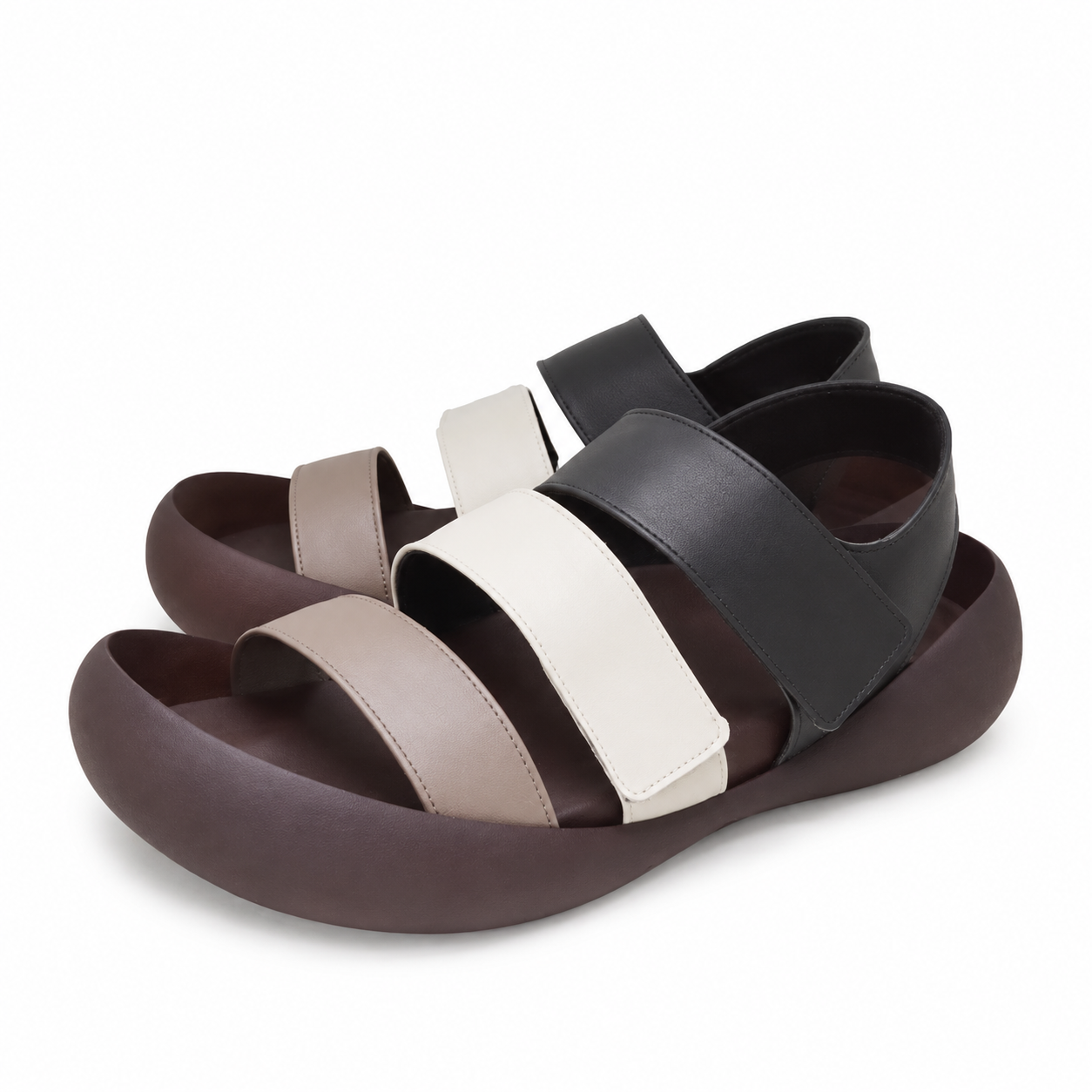 RegettaCanoe Men's Monochrome 3-Strap Sandals - CJMB-2513