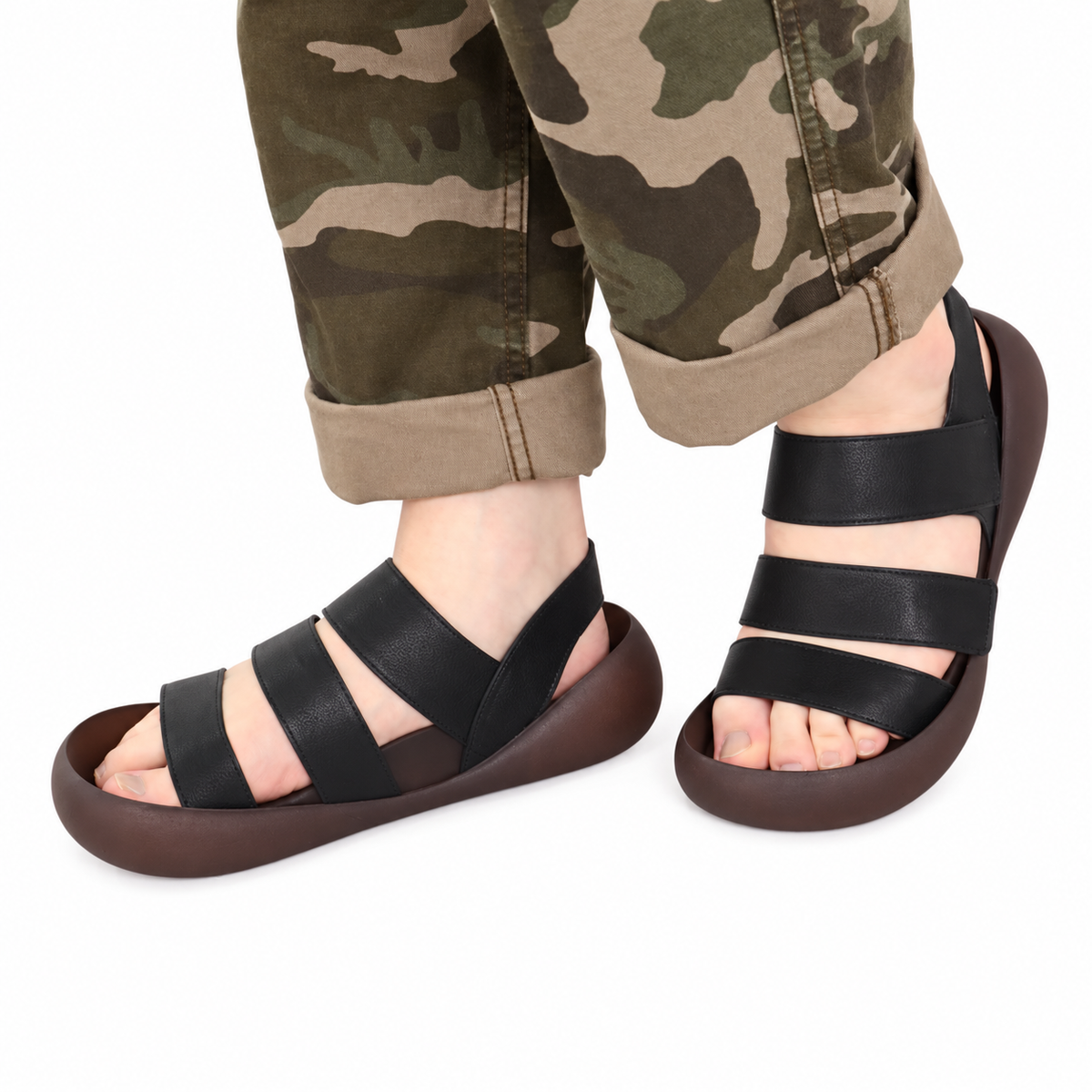 RegettaCanoe Men's Monochrome 3-Strap Sandals - CJMB-2513