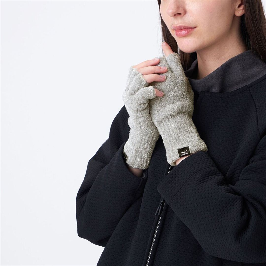 MIZUNO Breath Thermo Loose Soft Knit Fingerless Gloves C2JYD607
