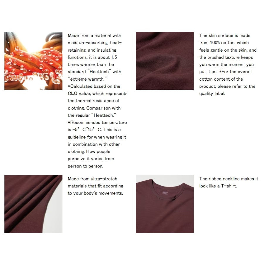 U Ultra Warm Heattech Cotton Crew Neck T 485833 Japan best brand