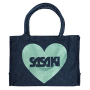 Denim Tote Bag – Indigo with Metallic Print 380 × 270 × 140 mm
