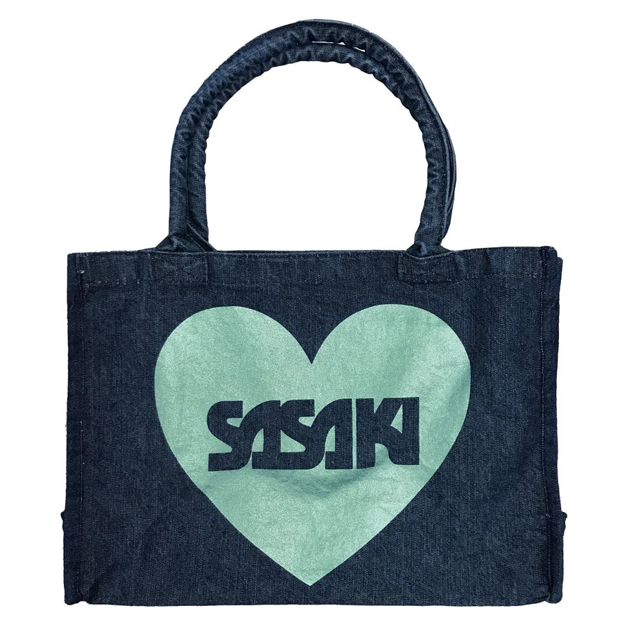 Denim Tote Bag – Indigo with Metallic Print 380 × 270 × 140 mm