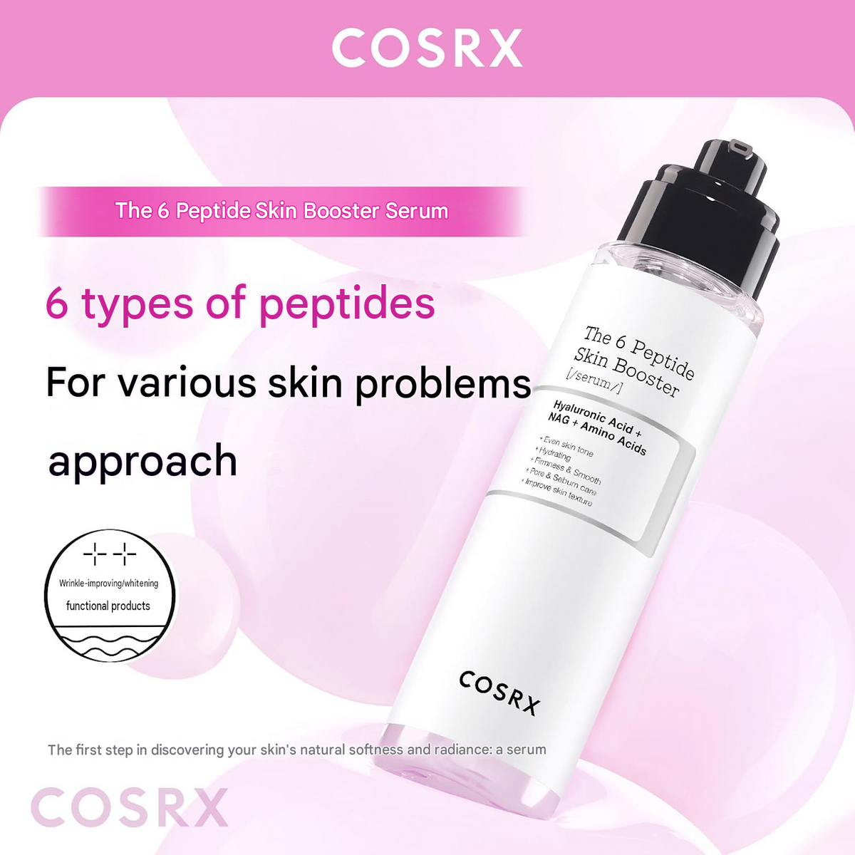 COSRX Peptide Booster Infused Beauty Serum – Peptide 6 Skin Booster, 5.1 fl oz (150 mL)