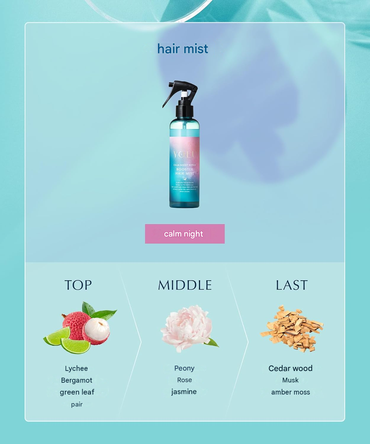 YOLU Calm Night Repair Booster Hair Mist – Moisturizing Night Care & Damage Protection