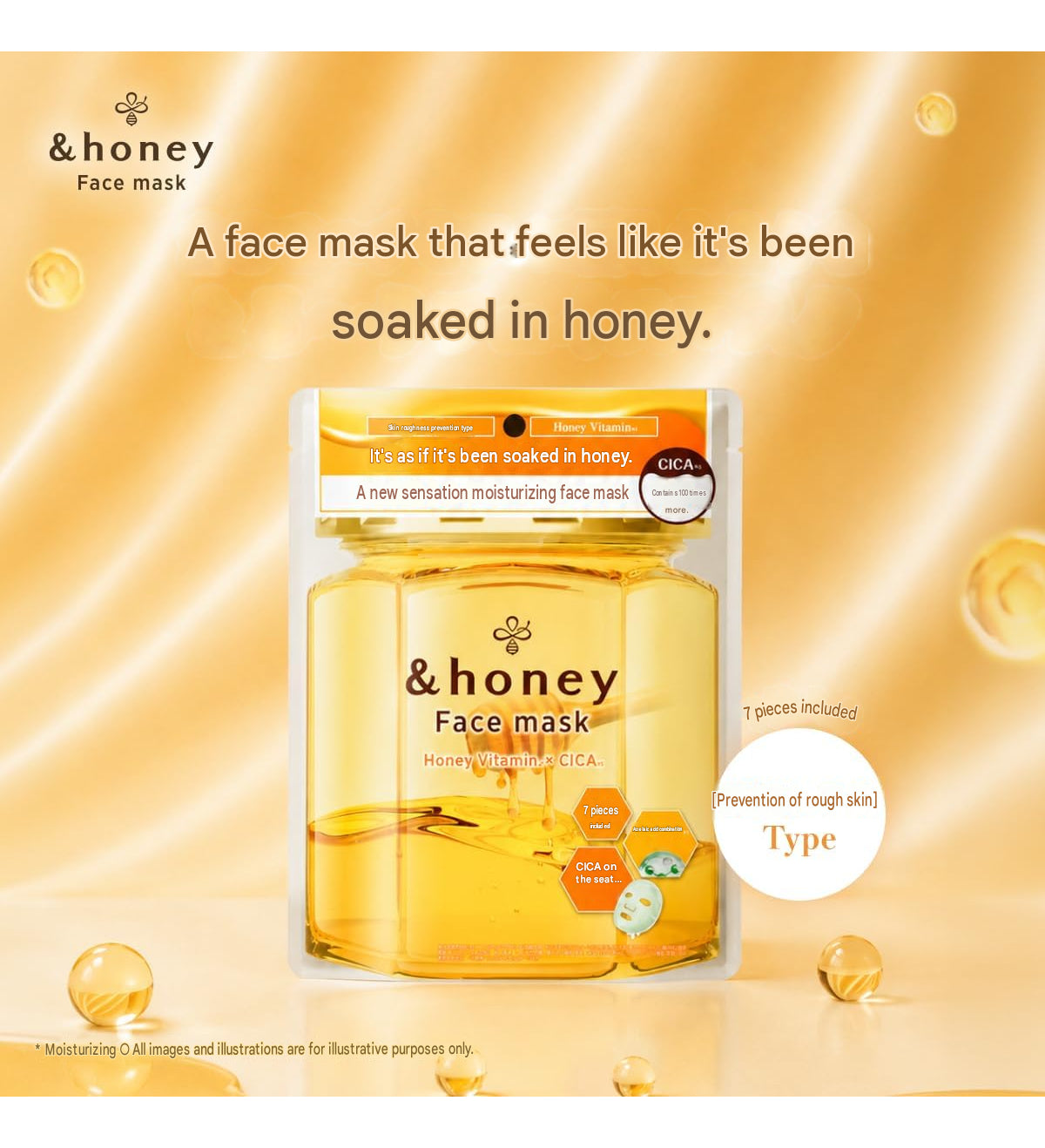 &honey Vita Moist Face Mask CI – Honey Vitamin & CICA 7 Sheets / 130ml