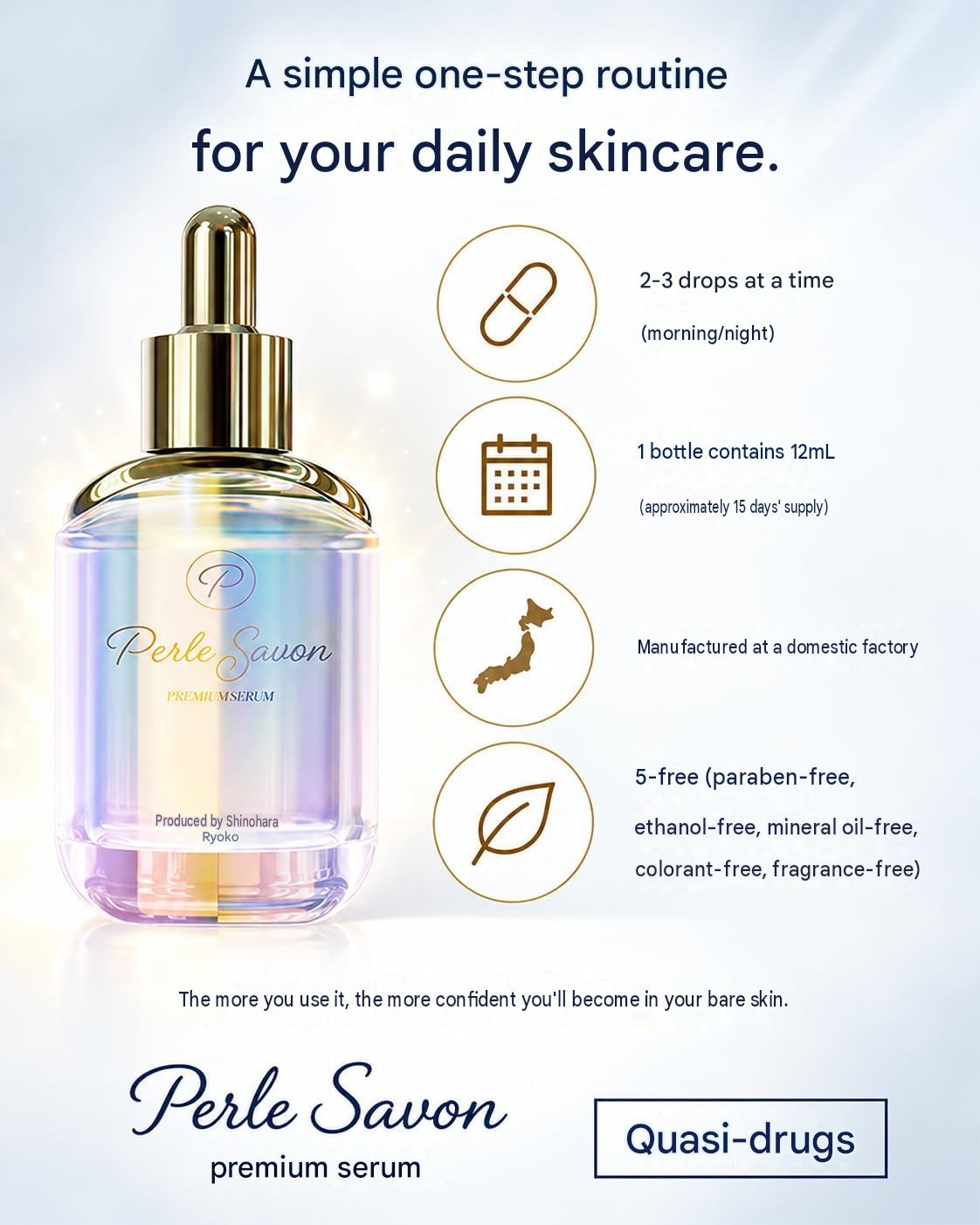 Perle Savon Premium Serum – Medicated Whitening & Wrinkle Care, 12 ml