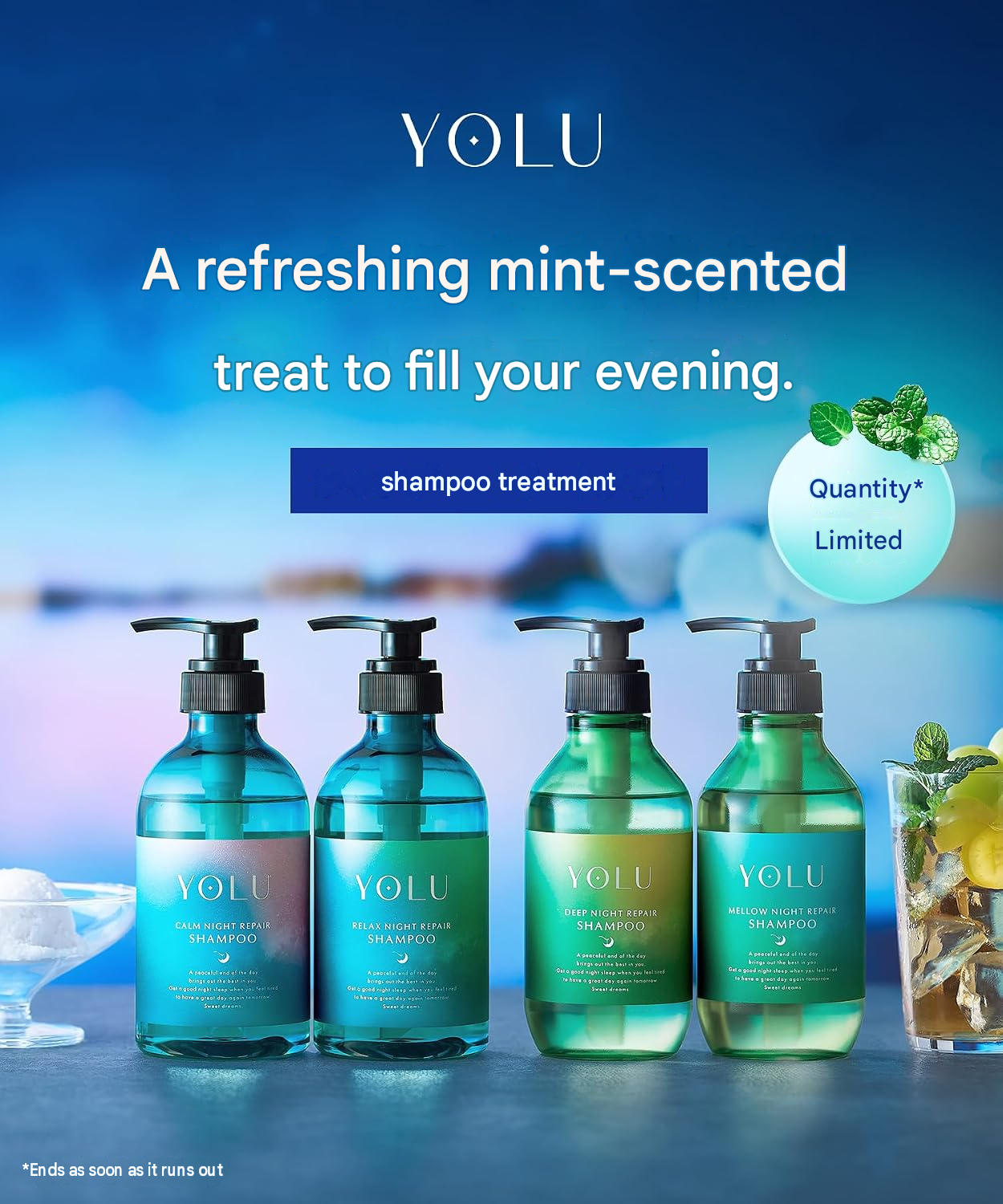 YOLU Summer Limited Calm Night Repair Shampoo & Treatment Set