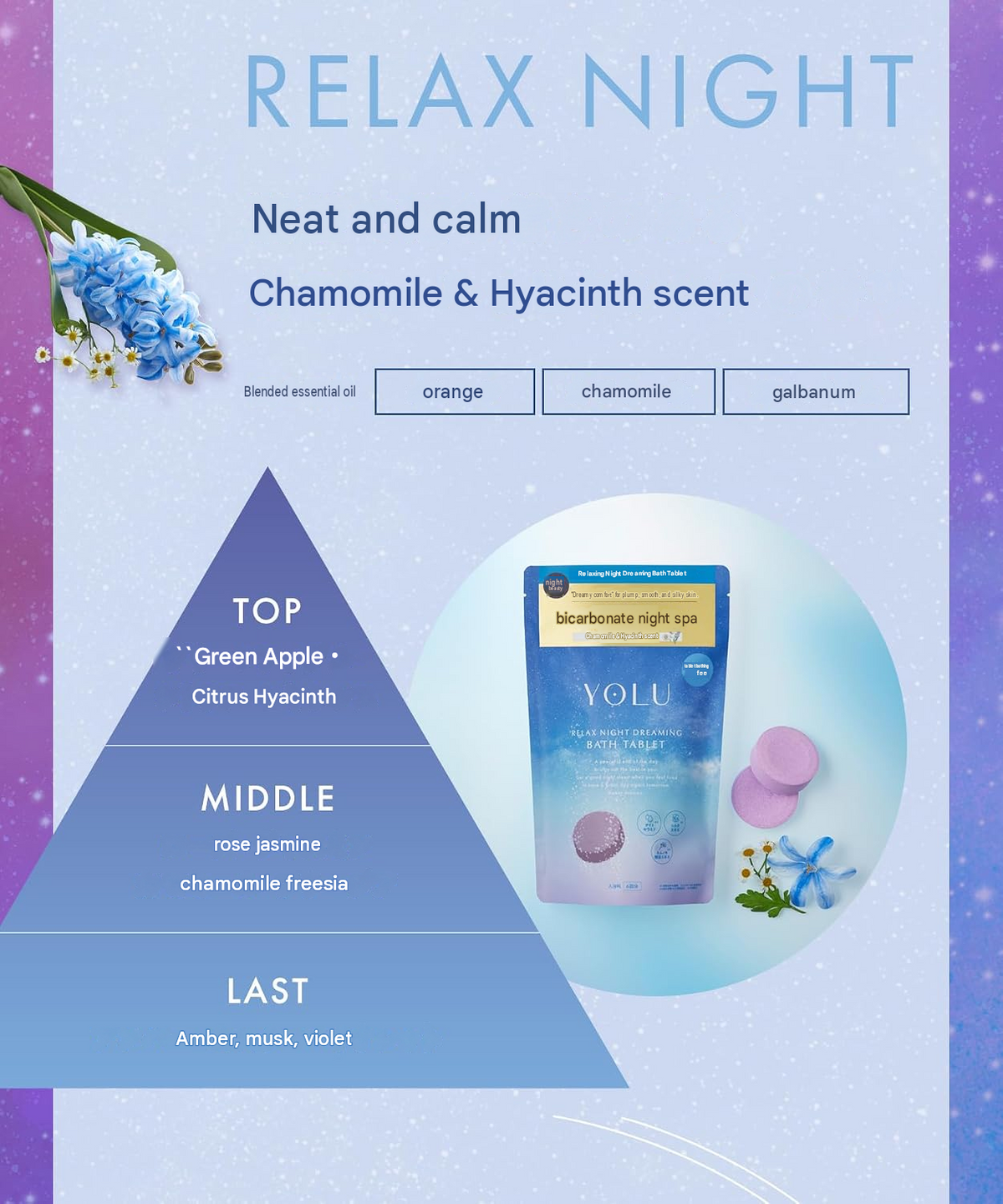 YOLU Calm Night & Relax Night Dreaming Bath Tablets – 2-Pack Set (Choose your option)