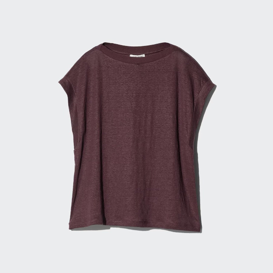 U Linen French Sleeve Relaxed Fit T-Shirt 477967 Japan best brand