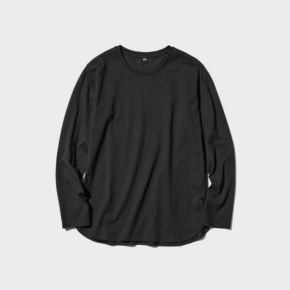 U Soft Cotton Round Hem Long Sleeve T-Shirt 481484 Japan best brand