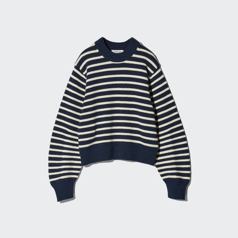 U Cotton-Blend Cropped Crew Neck Sweater 486314 Japan best brand