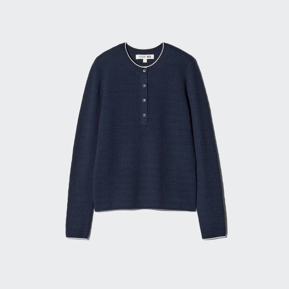 UniQlo Merino Blend Henley Neck Sweater 491086 Japan best brand