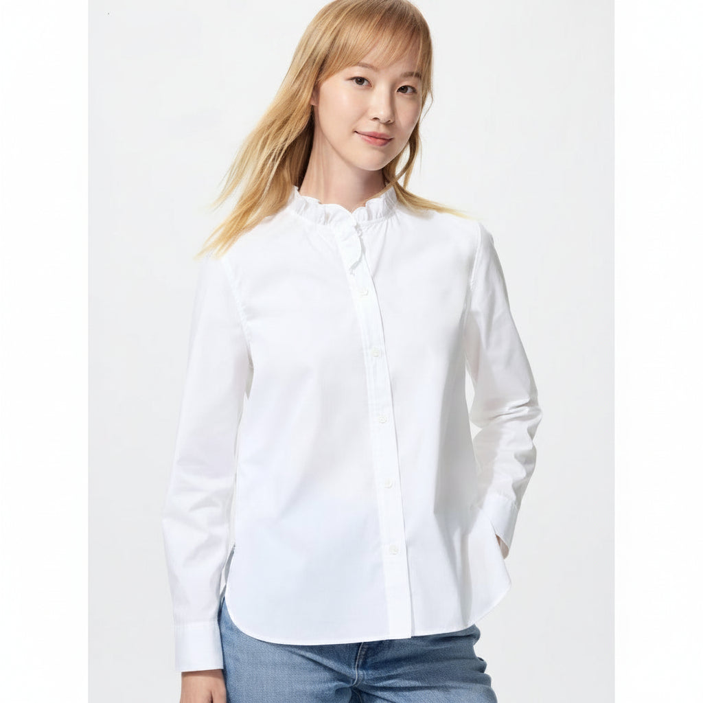 U Cotton Stretch Frill Shirt 476706 Japan best brand