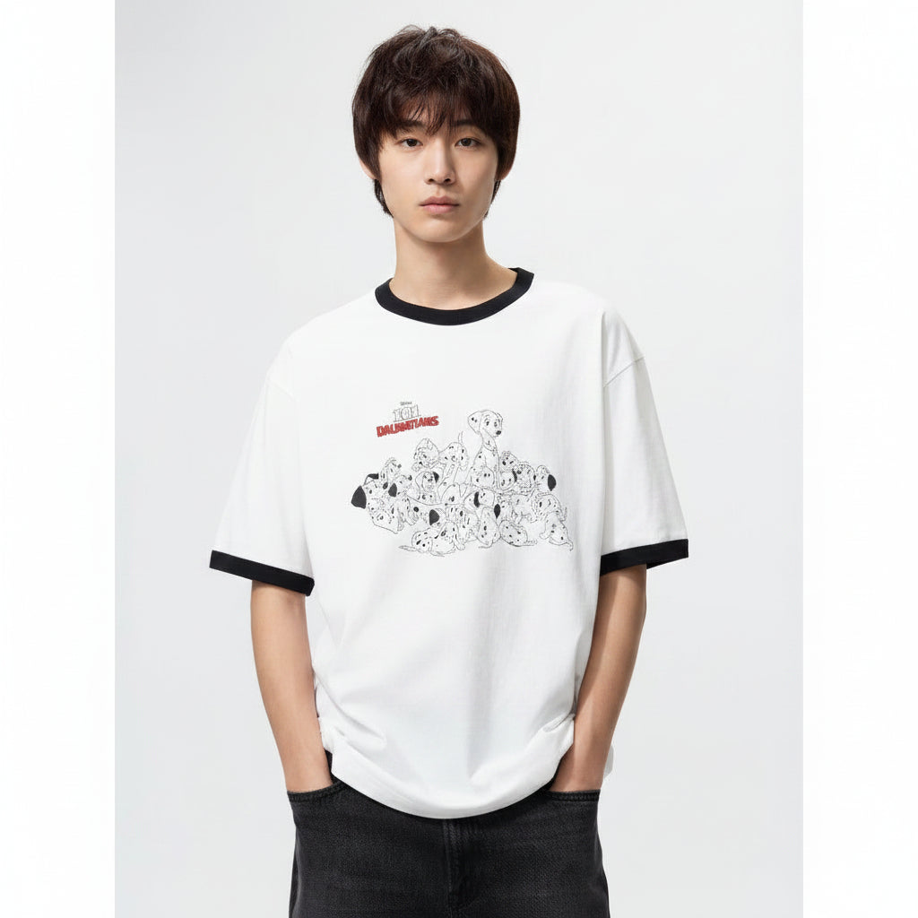 UniQlo Magic for All Icons UT Relax Fit Ringer T-Shirt – 101 Dalmatians 485481 Japan best brand