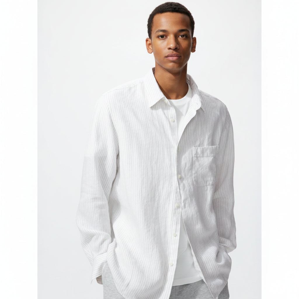 U Premium Linen Shirt / Stripe – 482434 Japan best brand