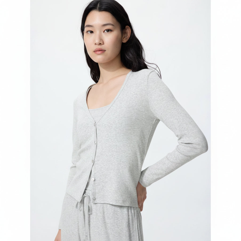 UniQlo Ribbed V-Neck Cardigan 488014 Japan best brand